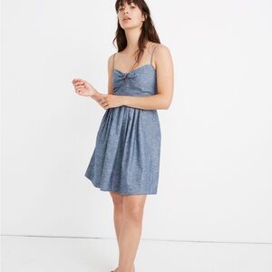Madewell Chambray Tie-Front Cutout Cami Dress